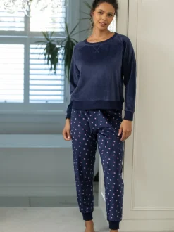 Bleu/Rose - Pour Moi Ensemble pyjama confortable en polaire et Sweat-shirt de jogging