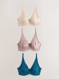 Bleu/rose/crème - T-shirt DD+ en microfibre lissant Ultimate Comfort Soutiens-gorge 3 Lot
