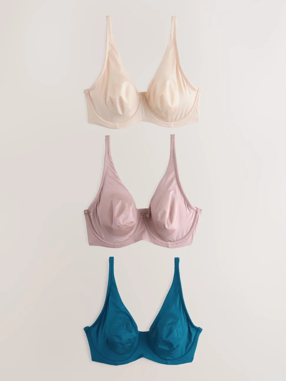 Bleu/rose/crème - T-shirt DD+ en microfibre lissant Ultimate Comfort Soutiens-gorge 3 Lot