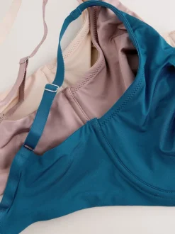 Bleu/rose/crème - T-shirt DD+ en microfibre lissant Ultimate Comfort Soutiens-gorge 3 Lot