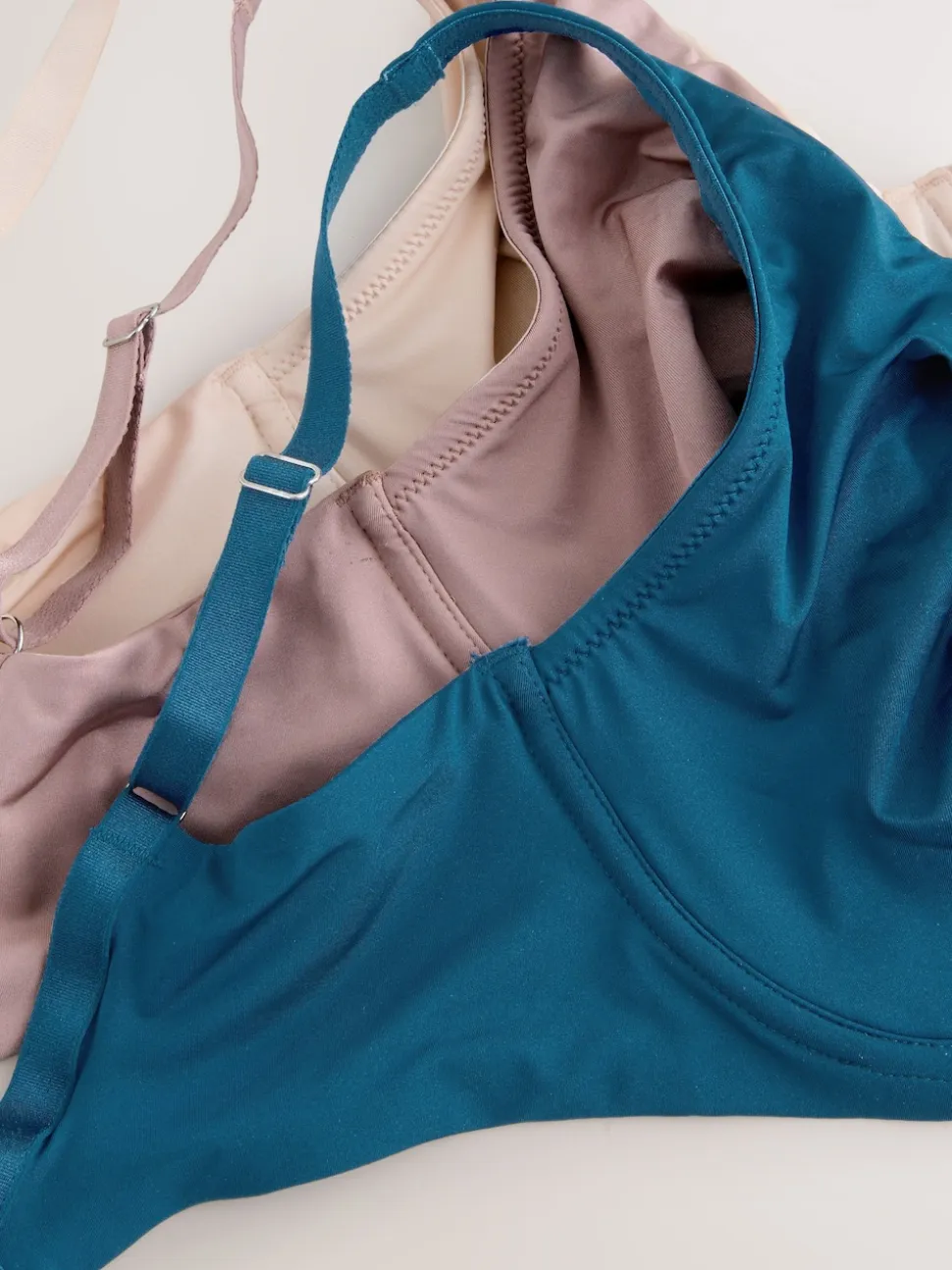 Bleu/rose/crème - T-shirt DD+ en microfibre lissant Ultimate Comfort Soutiens-gorge 3 Lot