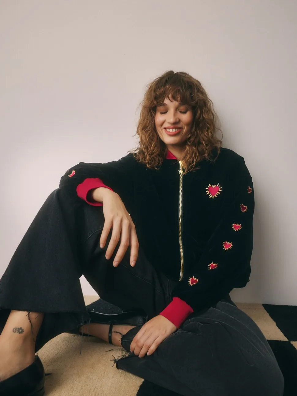 Blouson bombardier brodé en velours Rockett St George