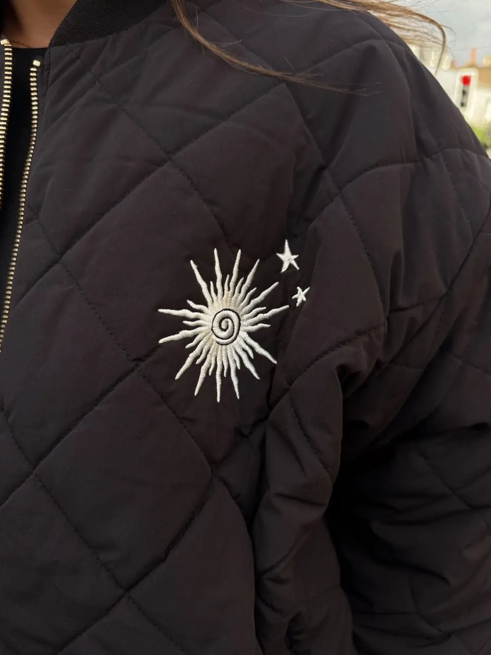 Blouson bomber matelassé doublé de fourrure Never Fully Dressed