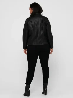 Blouson style motard Only Curve sans col en imitation cuir