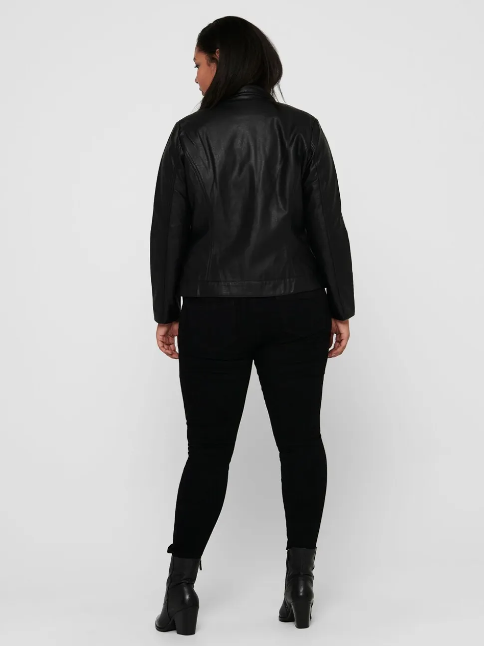 Blouson style motard Only Curve sans col en imitation cuir