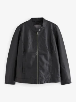 Blouson style motard Only Curve sans col en imitation cuir
