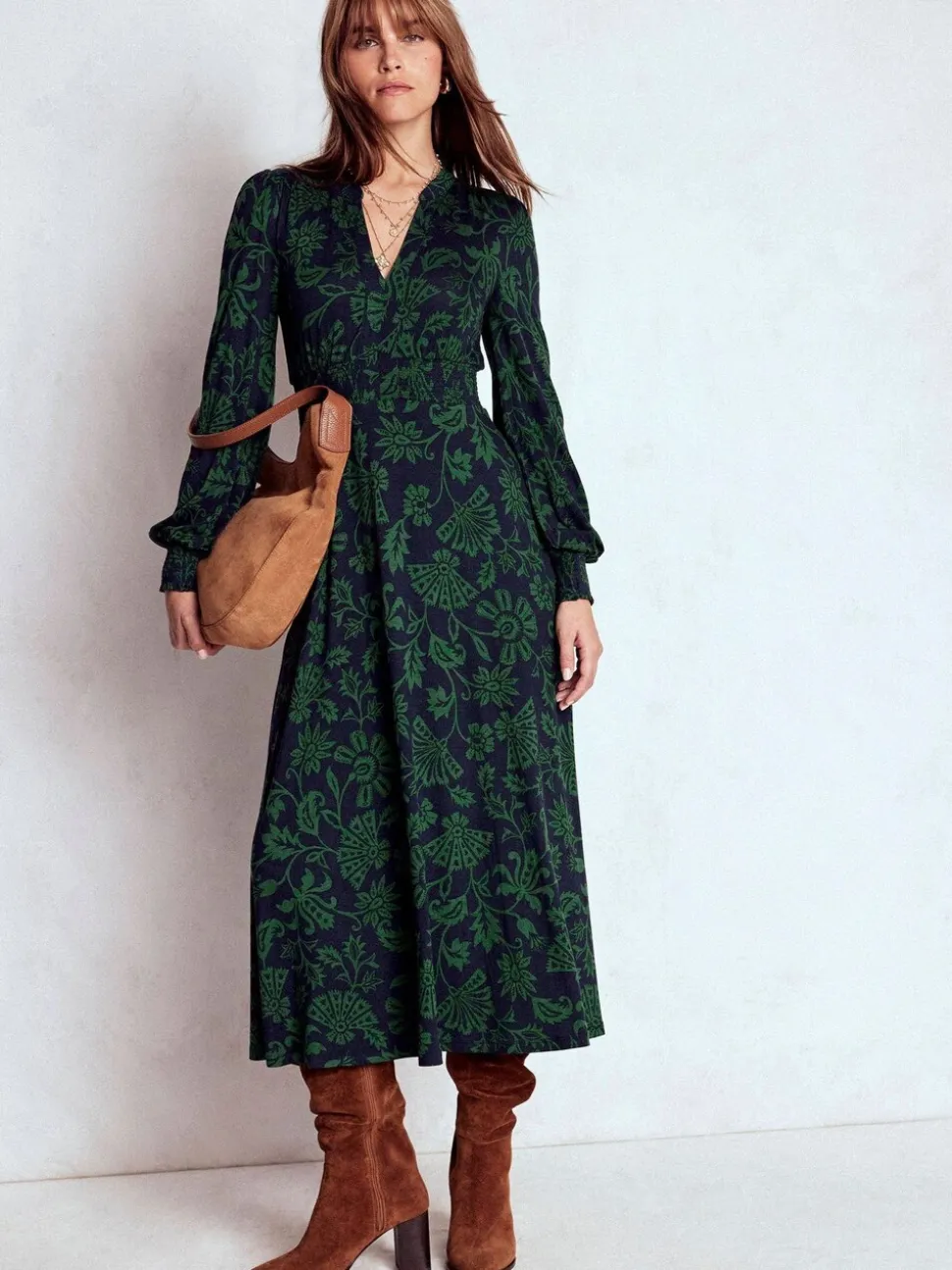 Boden Robe Mi-long Smockée Ivy