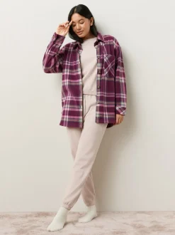 Bordeaux à carreaux rouge - Veste-chemise polaire