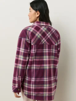 Bordeaux à carreaux rouge - Veste-chemise polaire
