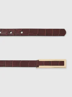 bordeaux - Ceinture en cuir effet crocodile Reiss Bronya
