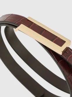 bordeaux - Ceinture en cuir effet crocodile Reiss Bronya