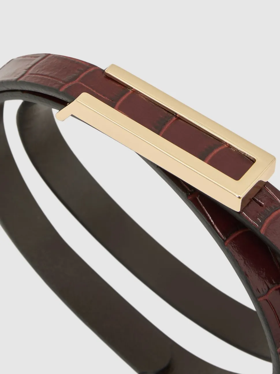 bordeaux - Ceinture en cuir effet crocodile Reiss Bronya