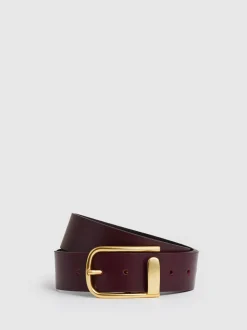 bordeaux - Ceinture en cuir avec boucle à demi-passant Reiss Iyla