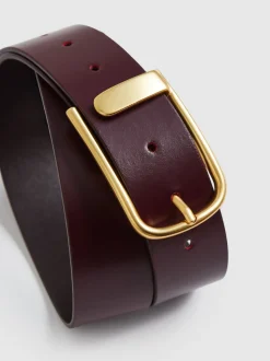 bordeaux - Ceinture en cuir avec boucle à demi-passant Reiss Iyla