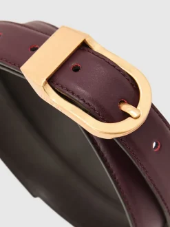 bordeaux - Ceinture en cuir à boucle incurvée Reiss Hazel