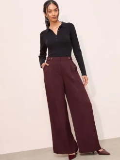 bordeaux - Friends Like These Pantalons Amples Haut de Gamme à Taille Réglable