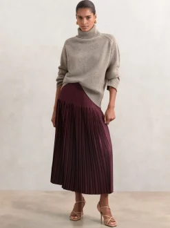 bordeaux - Jupe mi-longue Reiss Savannah plissée
