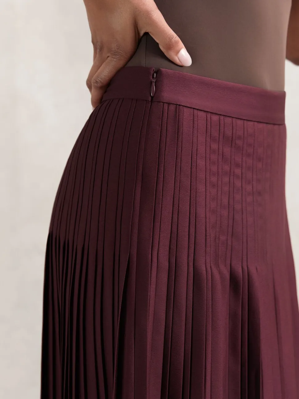 bordeaux - Jupe mi-longue Reiss Savannah plissée
