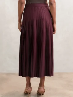 bordeaux - Jupe mi-longue Reiss Savannah plissée