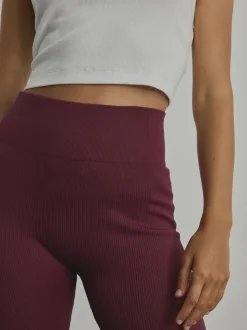 bordeaux - Leggings Kickflare côtelés