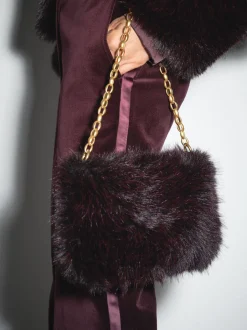 bordeaux - Pantalon évasé Reiss Elia à rayures style smoking en velours