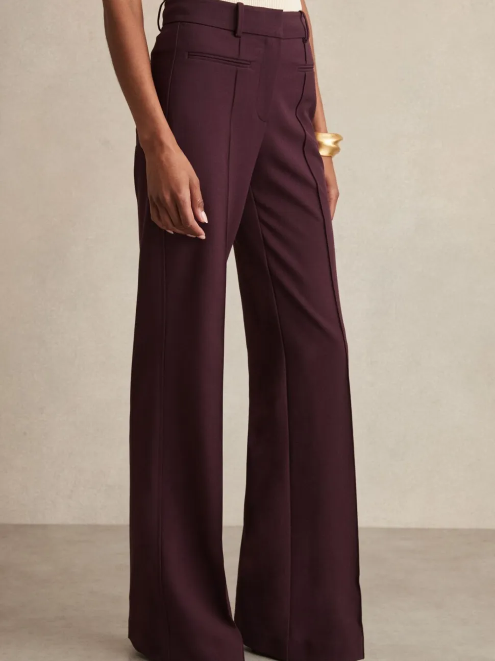 bordeaux - Pantalons évasés taille haute Reiss Claude
