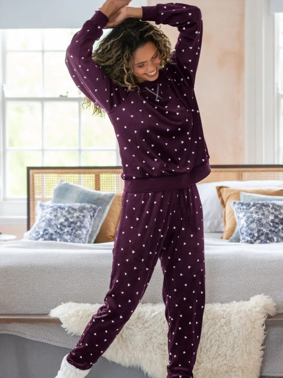 bordeaux - Pour Moi Ensemble pyjama confortable en polaire et Sweat-shirt de jogging