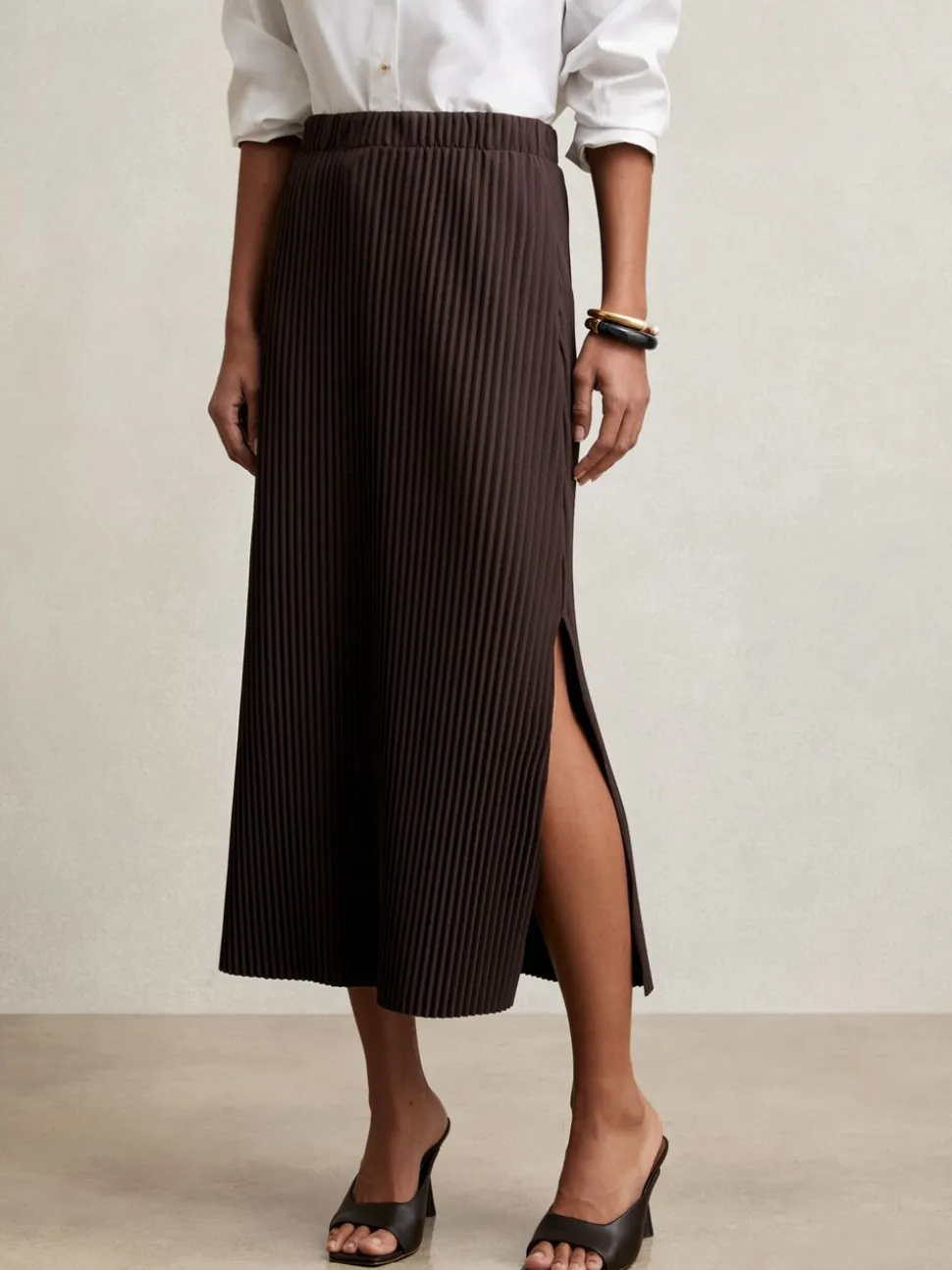 bordeaux - Reiss Pippa Jersey plissé Mi-long Jupes