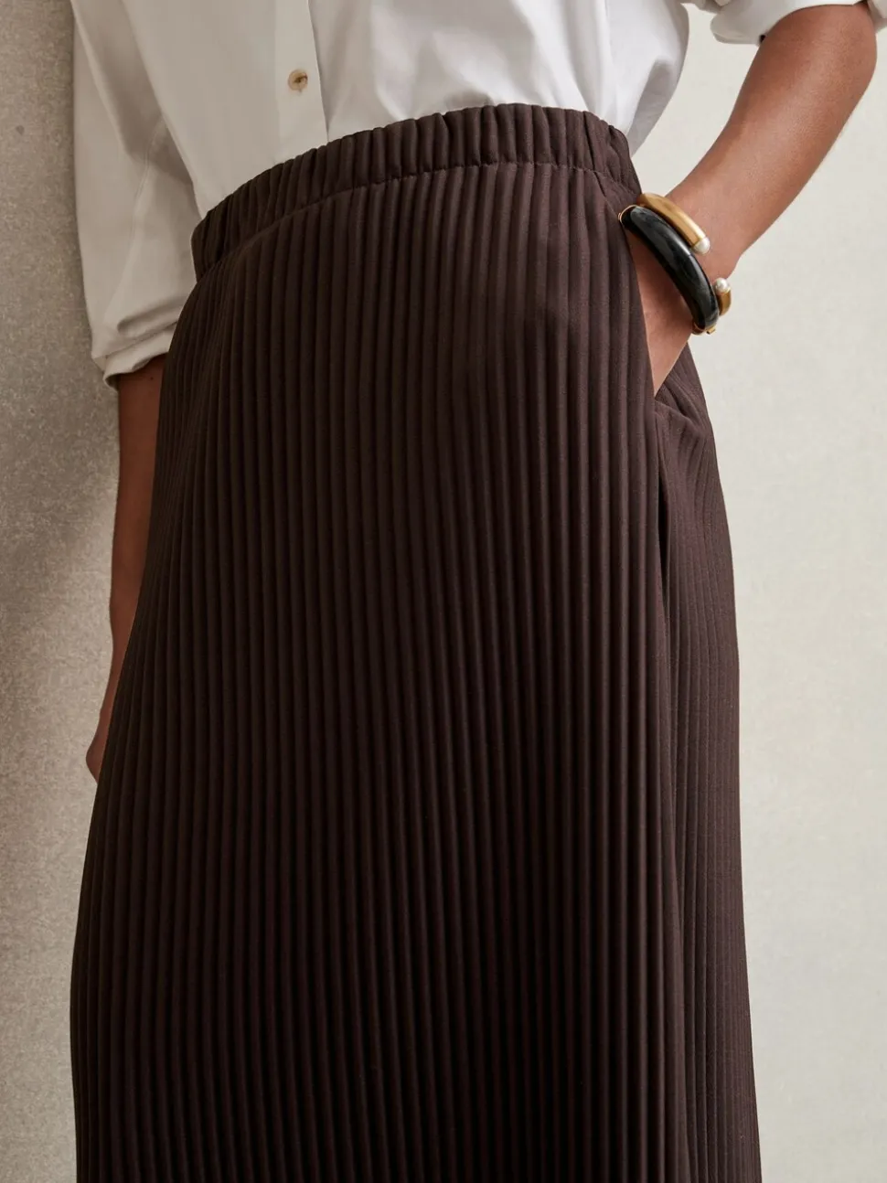 bordeaux - Reiss Pippa Jersey plissé Mi-long Jupes