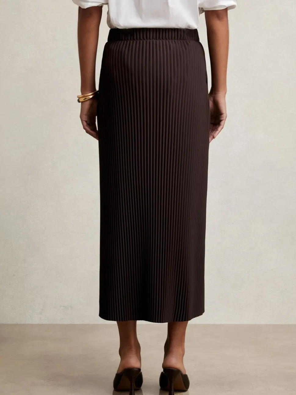 bordeaux - Reiss Pippa Jersey plissé Mi-long Jupes