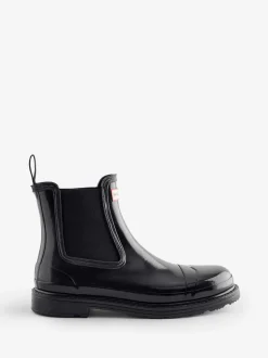 Bottes Hunter Chelsea Commando Gloss noires pour femme