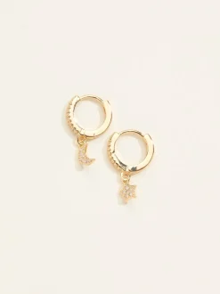 Boucles d’oreilles FatFace Star et Moon Huggie