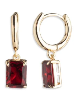 Boucles d’oreilles Lauren Ralph Lauren ton 12mm avec goutte de cristal rouge