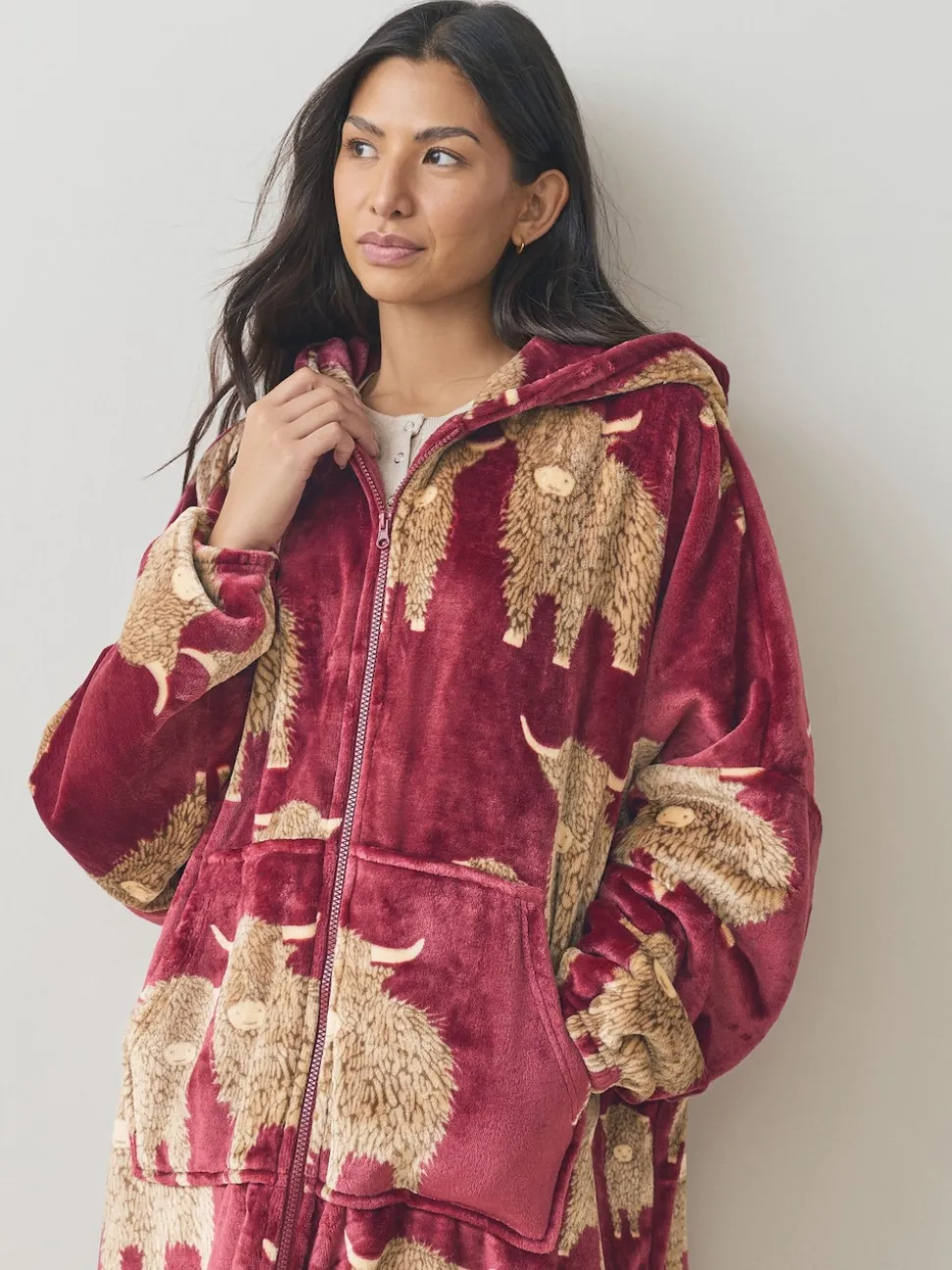 Bourgogne Rouge Hamish the Highland Cow - Couverture à capuche oversize