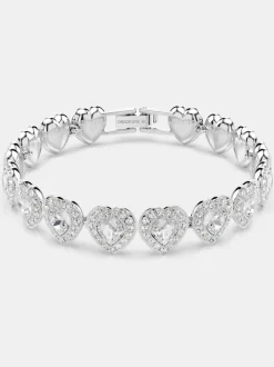 Bracelet tennis Swarovski x Ariana Grande en rhodium plaqué cœur