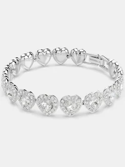 Bracelet tennis Swarovski x Ariana Grande en rhodium plaqué cœur