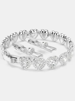 Bracelet tennis Swarovski x Ariana Grande en rhodium plaqué cœur