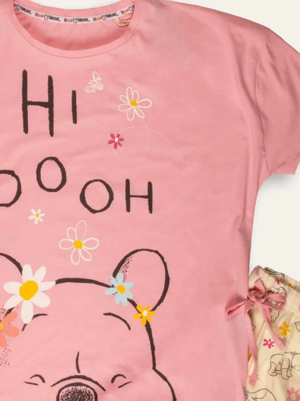 Brand Threads Pyjama Winnie The Pooh rose et blanc en coton 100%