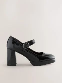 Brevet noir - Chaussures Forever Comfort® Brogue Mary Jane à talons carrés