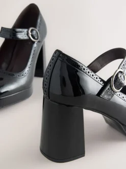 Brevet noir - Chaussures Forever Comfort® Brogue Mary Jane à talons carrés