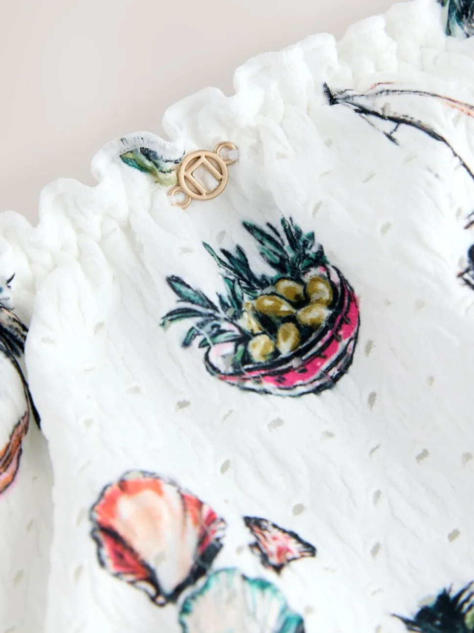 Broderie blanche conversationnelle - Bas de bikini brésilien haut