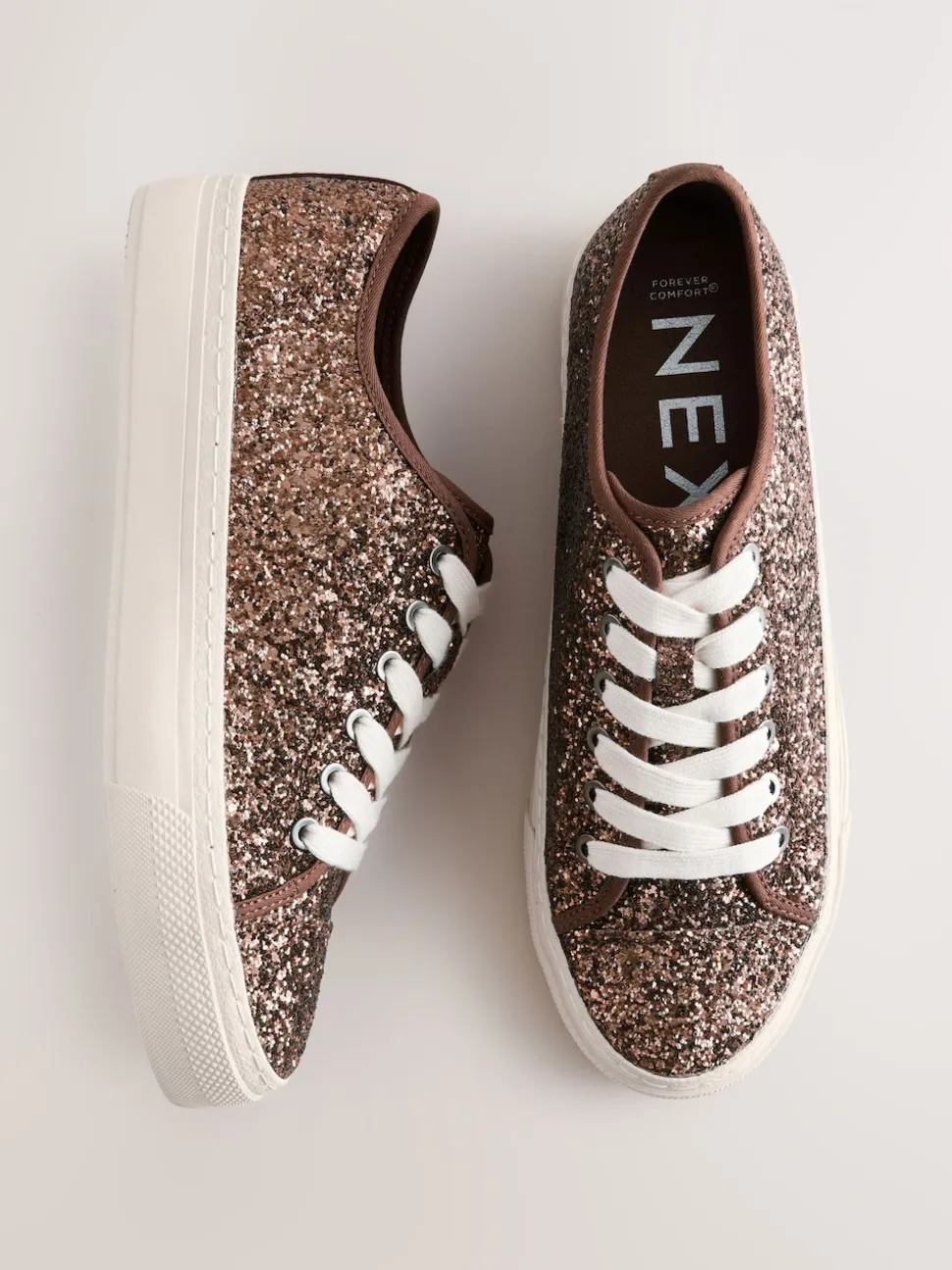 Bronze à paillettes - Baskets à lacets Forever Comfort® style baseball à paillettes