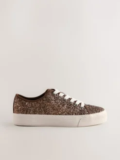 Bronze à paillettes - Baskets à lacets Forever Comfort® style baseball à paillettes