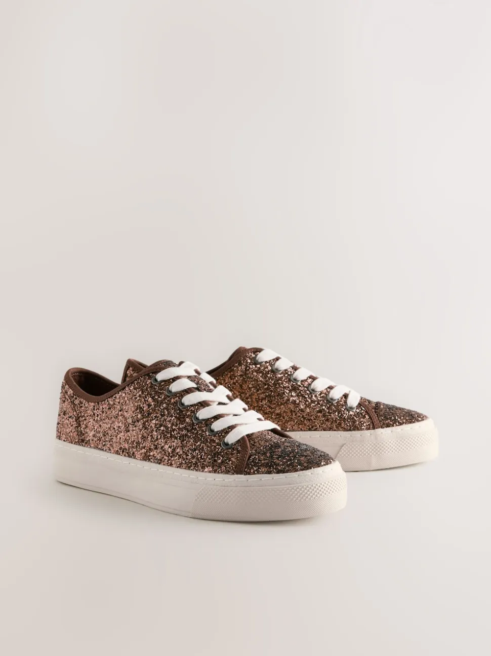 Bronze à paillettes - Baskets à lacets Forever Comfort® style baseball à paillettes