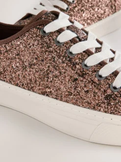 Bronze à paillettes - Baskets à lacets Forever Comfort® style baseball à paillettes