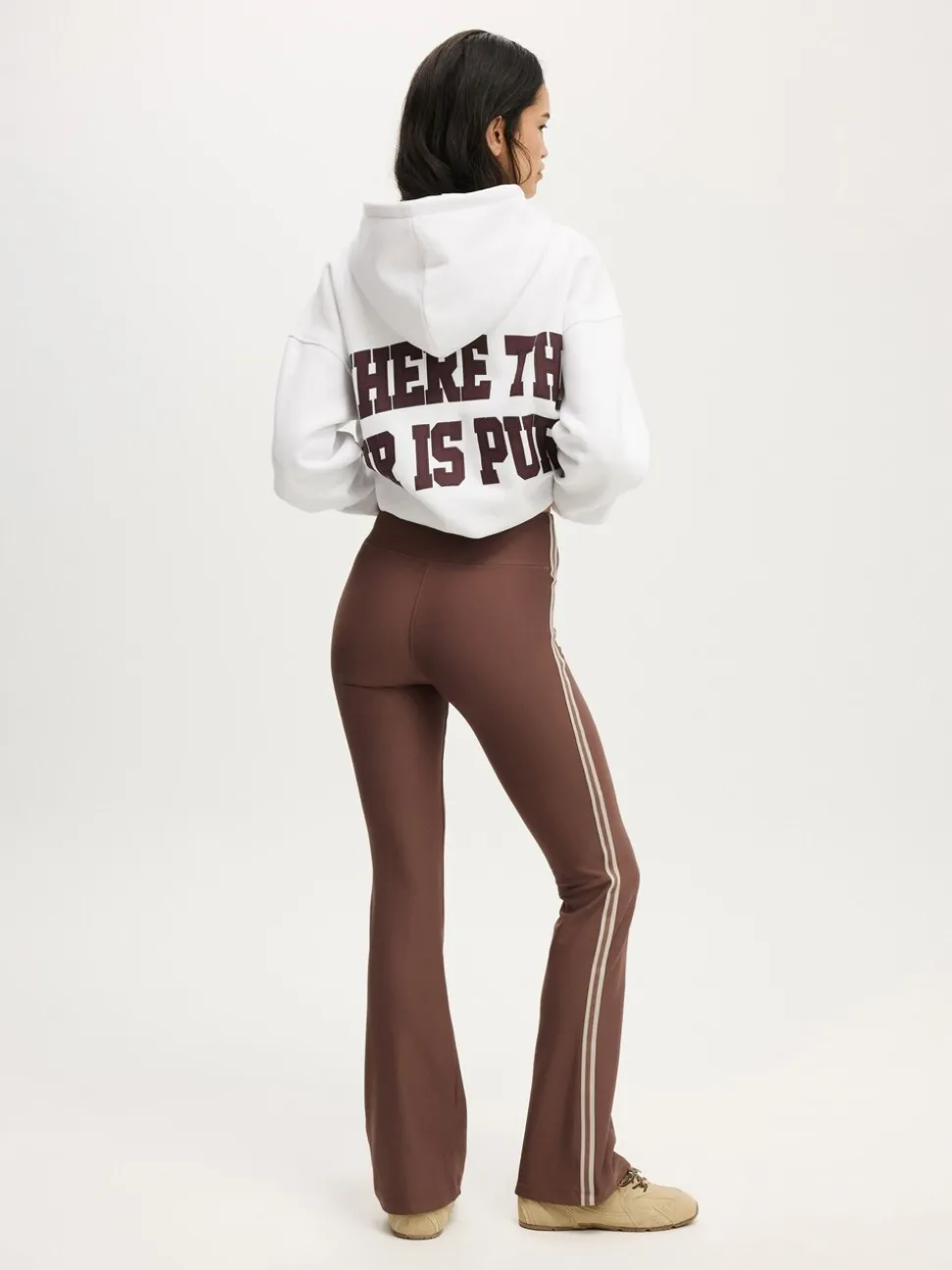 Brun clair - Leggings évasés doublés de polaire Cotton On