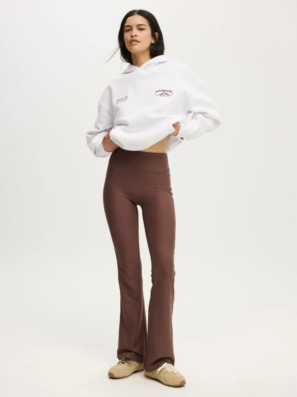 Brun clair - Leggings évasés doublés de polaire Cotton On