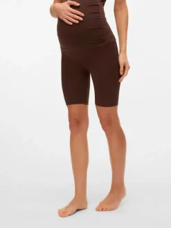 Brun foncé - Mamalicious Leggings de maternité sans coutures