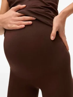 Brun foncé - Mamalicious Leggings de maternité sans coutures