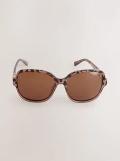 Brun/Crème - Grandes Lunettes de soleil carrées polarisées